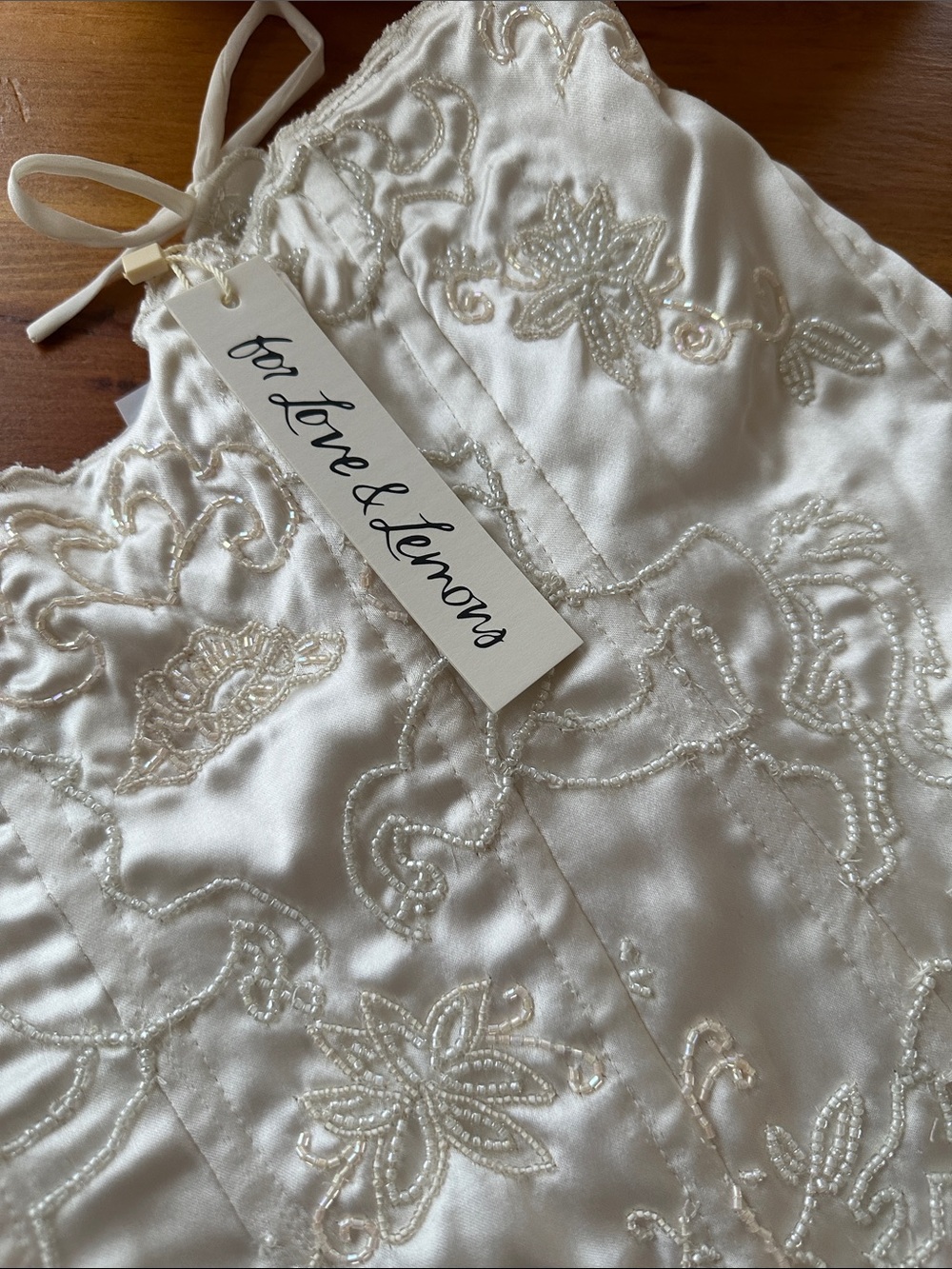 NWT FOR LOVE AND LEMONS OLEA EMBROIDERED CORSET CREAM MINI DRESS - Picture 9 of 10